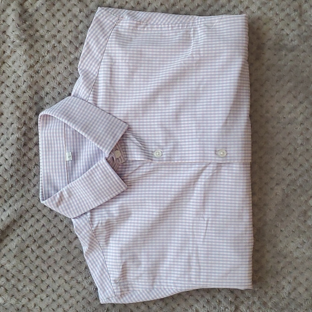 State and Liberty men's long sleeve button down dress shirt, L, pink and blue
